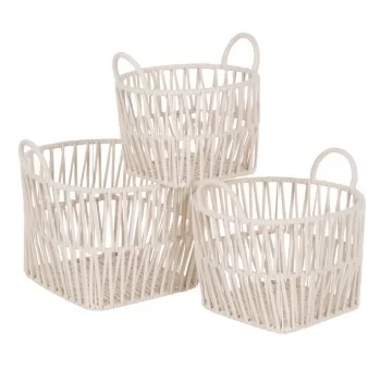 Set of Baskets White Rope 38 x 38 x 32 cm (3 Pieces) 2