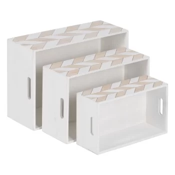 Set of decorative boxes White Natural Paolownia wood 44 x... 2