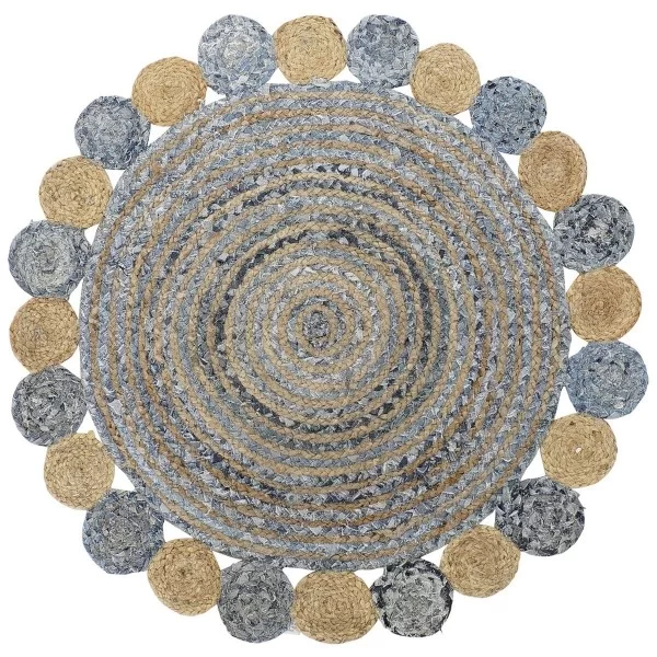 Carpet DKD Home Decor Blue Multicolour Indian Man (160 x 160 x 1 cm)