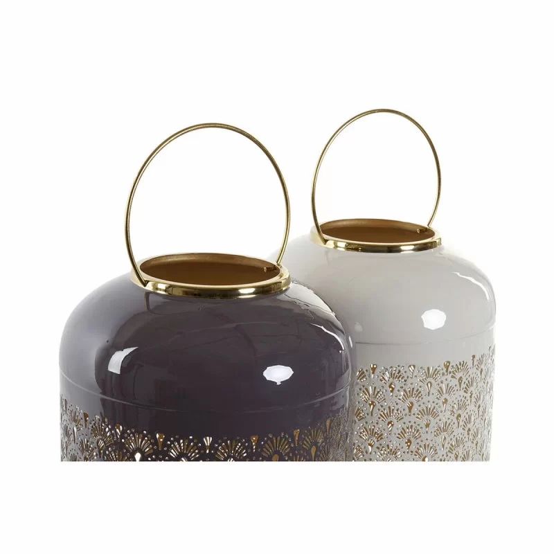 Candleholder DKD Home Decor Beige Aluminium 24...