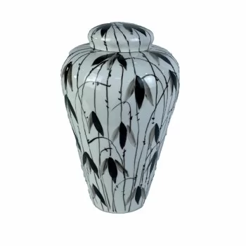 Tibor DKD Home Decor Porcelain Black White Oriental Leaf...