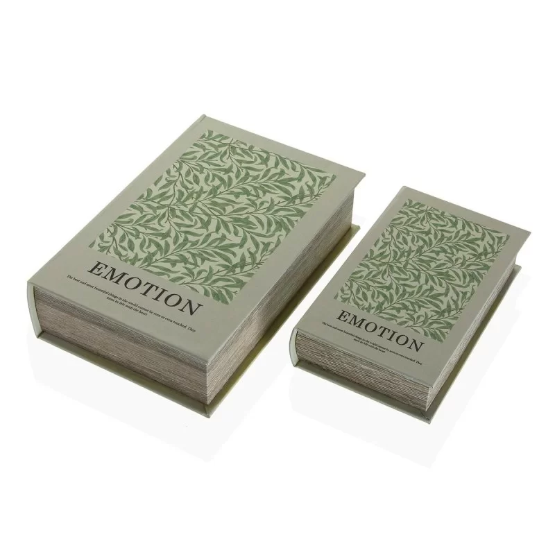 Decorative box Versa Emotion Book Canvas MDF Wood 7 x 27 x 18 cm