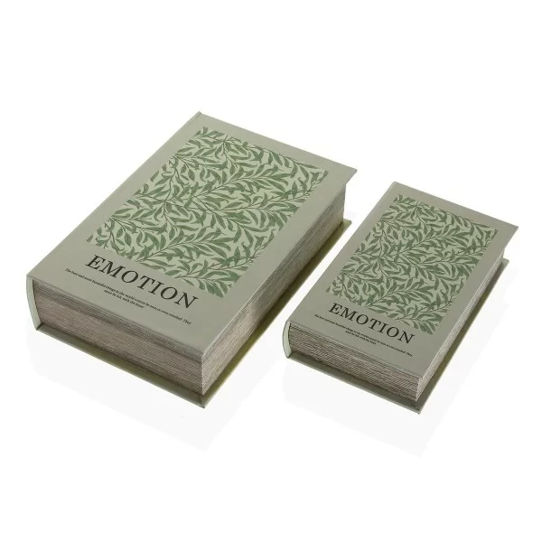 Decorative box Versa Emotion Book Canvas MDF Wood 7 x 27 x 18 cm