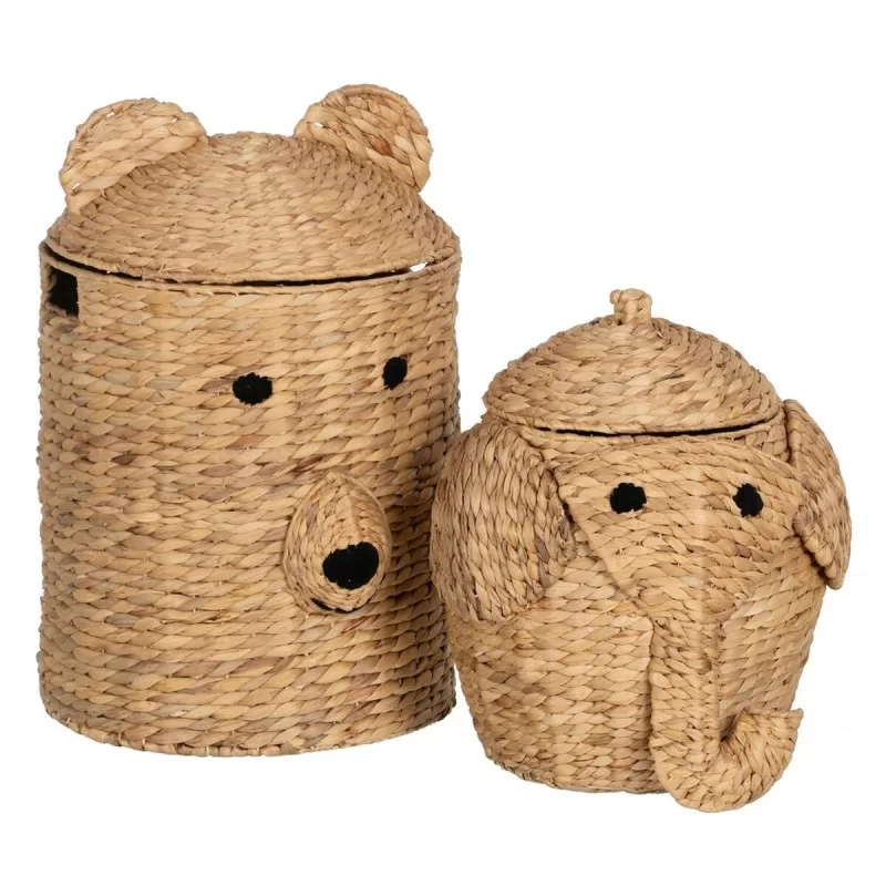 Basket Elephant Black Beige Natural Fibre 38 x...