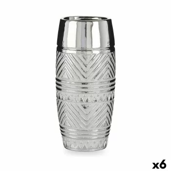 Vase Cylinder Stripes Silver Ceramic 13,5 x 30 x 13,5 cm...