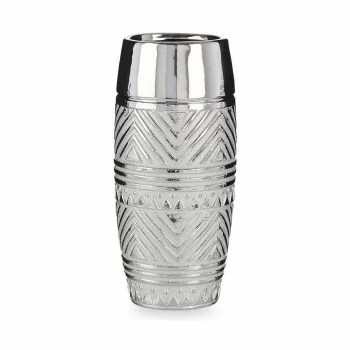 Vase Cylinder Stripes Silver Ceramic 13,5 x 30 x 13,5 cm... 2