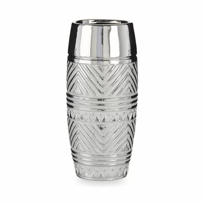 Vase Cylinder Stripes Silver Ceramic 13,5 x 30...