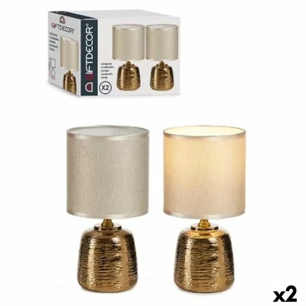 Desk lamp Set Golden Ceramic 13 x 13 x 26 cm (6 Units)
