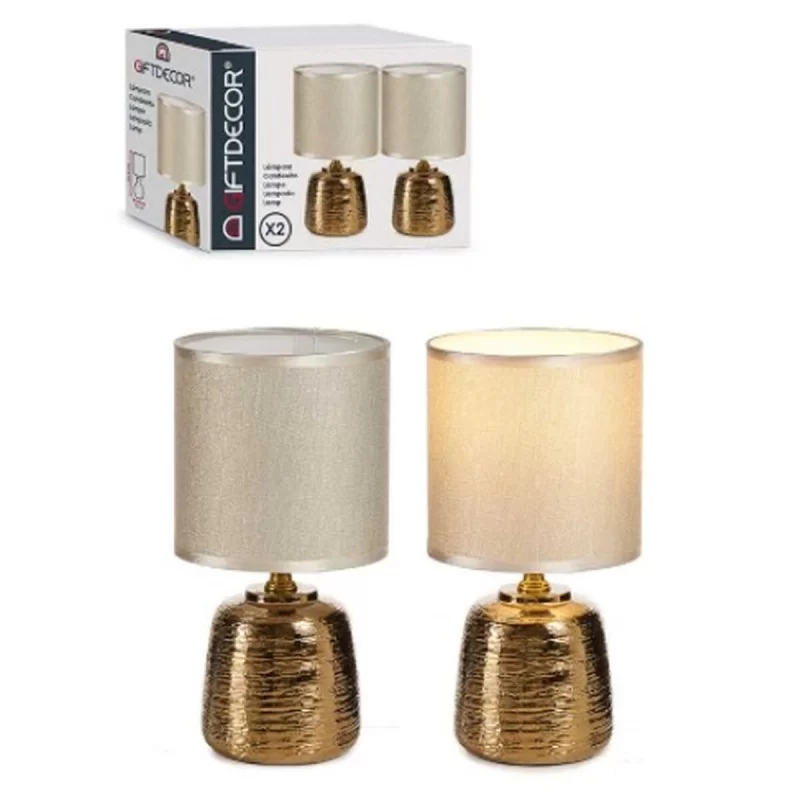 Desk lamp Set Golden Ceramic 13 x 13 x 26 cm (6...