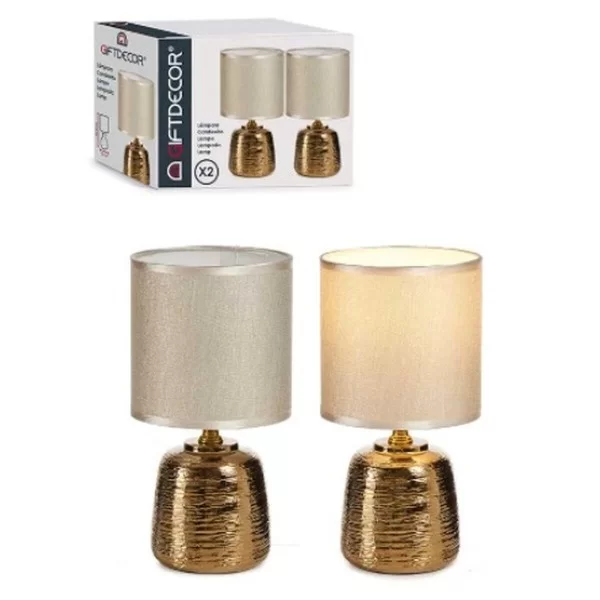 Desk lamp Set Golden Ceramic 13 x 13 x 26 cm (6 Units)