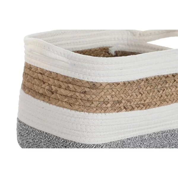 Basket set DKD Home Decor Cotton White Natural Fibre (36 x 30 x 24 cm)