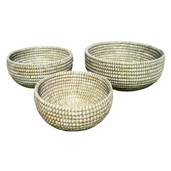 Basket set DKD Home Decor Natural White Seagrass (40 x 40...