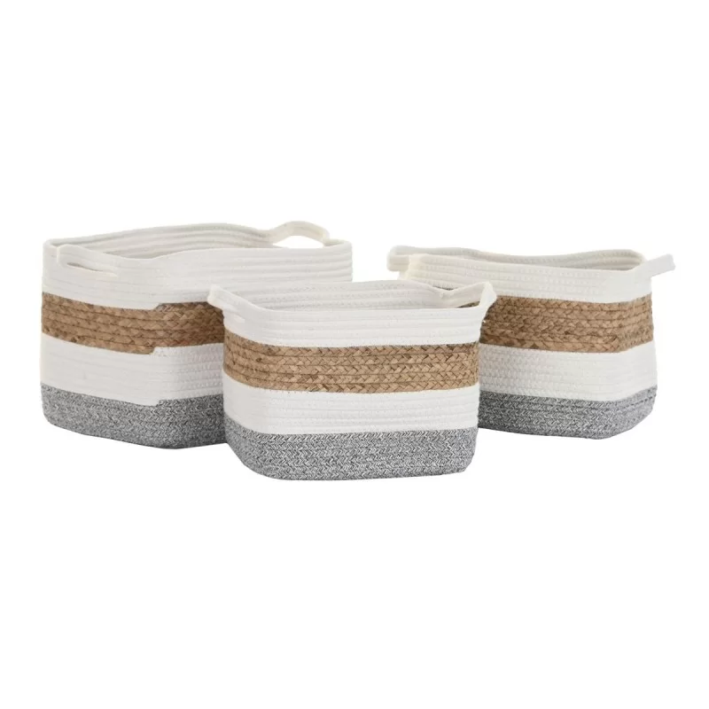 Basket set DKD Home Decor Cotton White Natural...