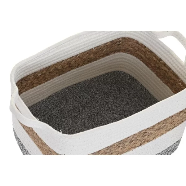 Basket set DKD Home Decor Cotton White Natural Fibre (36 x 30 x 24 cm)