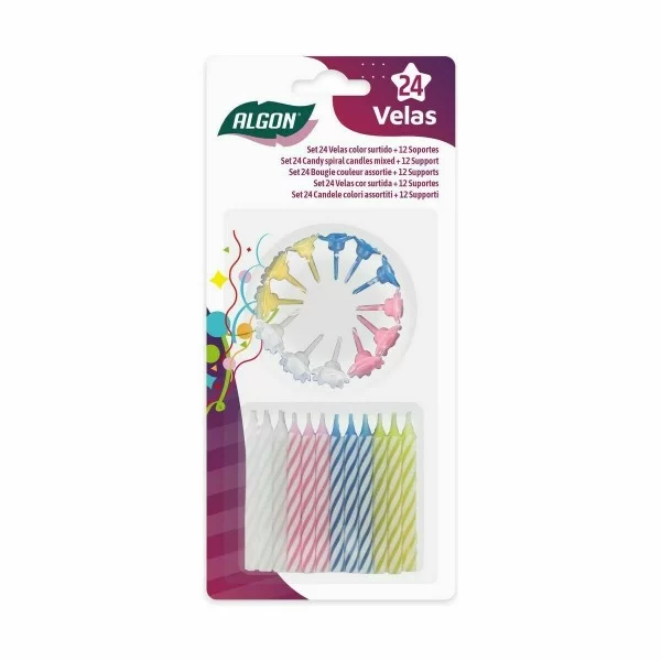 Candles Algon Birthday 24 Pieces (24 Units)