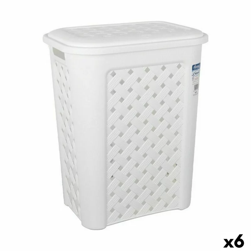 Laundry Basket Tontarelli Arianna With lid White 37,5 x 27,5 x 47 cm (6 Units)