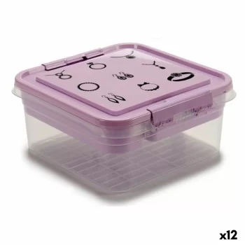 Jewelry box Purple Transparent Plastic 24,5 x 11,5 x 26...