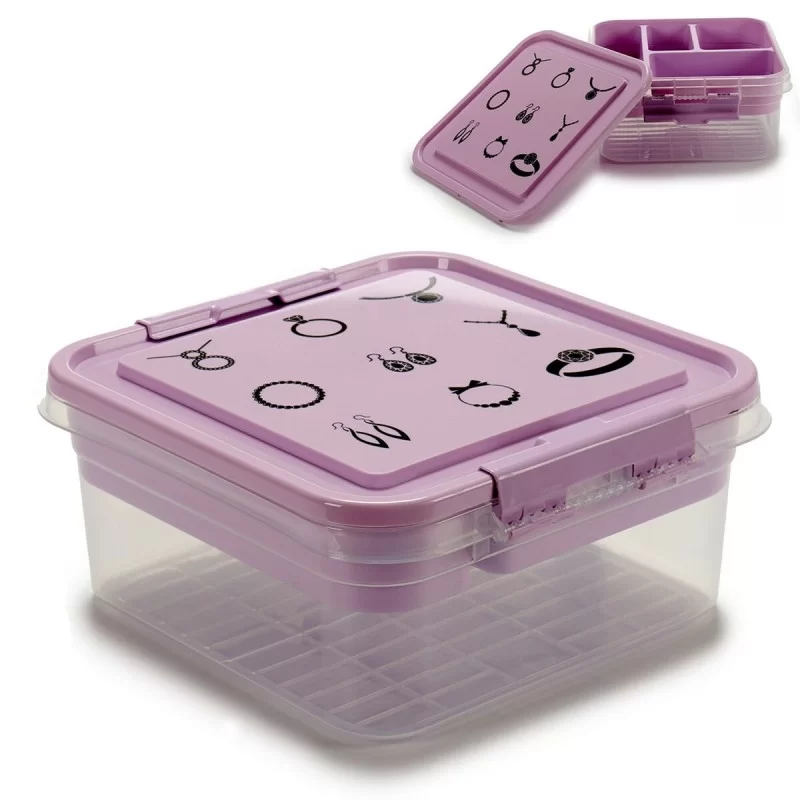 Jewelry box Purple Transparent Plastic 24,5 x...