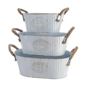 Bucket set Decoris Rope Oval With handles Metal White...