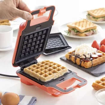 2-in-1 Waffle and Sandwich Maker with Recipes Wafflicher...