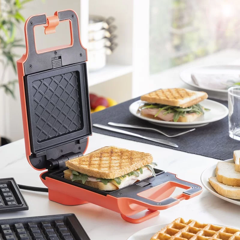 2-in-1 Waffle and Sandwich Maker with Recipes...