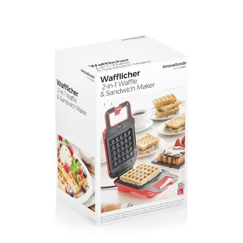 2-in-1 Waffle and Sandwich Maker with Recipes...