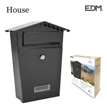 Letterbox EDM House 21 x 6 x 30 cm Black Steel 2