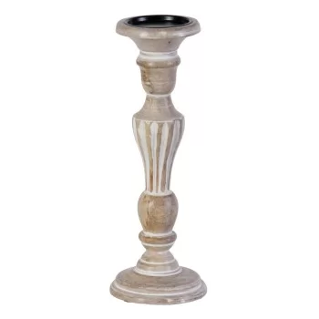Candleholder 14 x 14 x 37,5 cm Metal Wood White (3 Units) 2