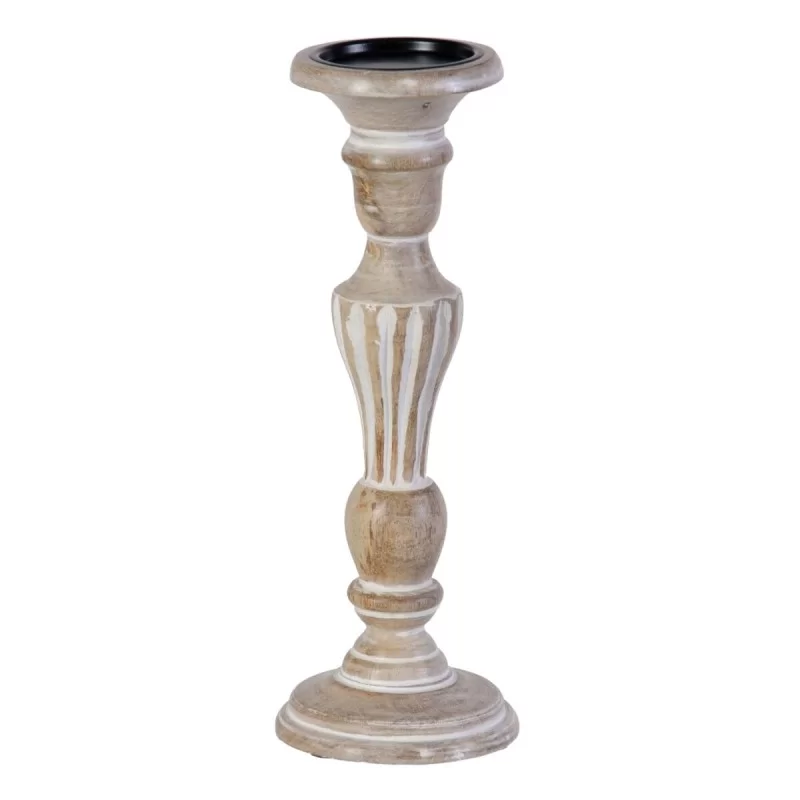 Candleholder 14 x 14 x 37,5 cm Metal Wood White...
