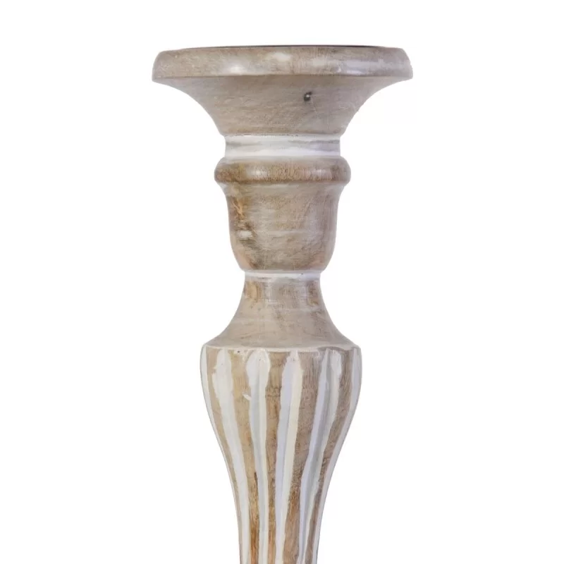 Candleholder 14 x 14 x 37,5 cm Metal Wood White...