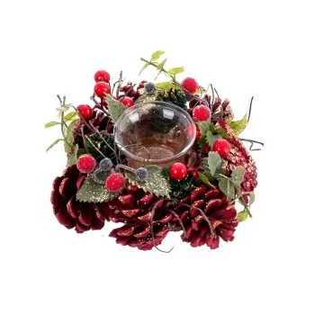 Christmas Candle Holder Red Multicolour Plastic Foam 16 x...