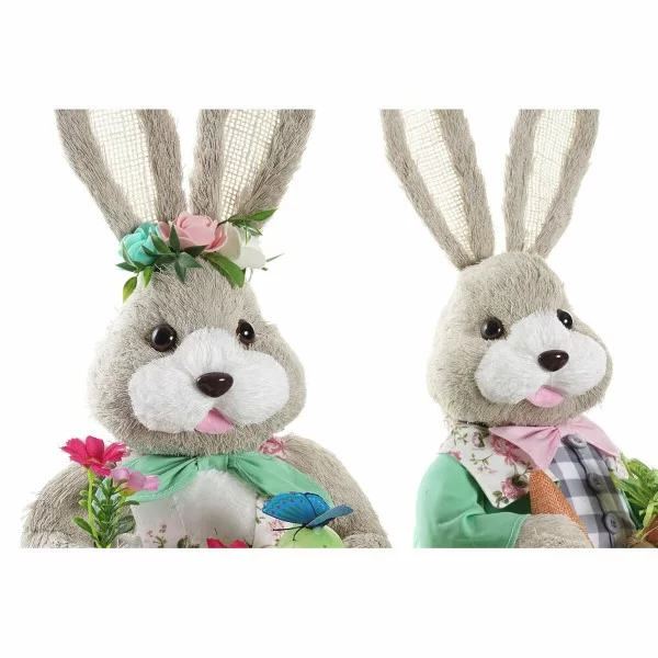 Decorative Figure DKD Home Decor 28 x 22 x 40 cm Brown Rabbit Green Multicolour (2 Units)