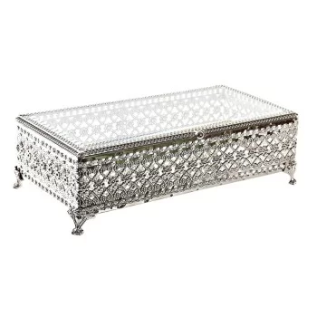 Jewelry box DKD Home Decor Crystal Silver Metal (25,5 x...