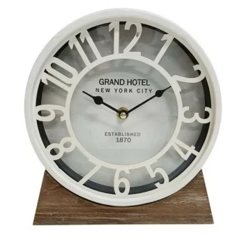 Table clock Versa White MDF Wood (20 x 20 x 6 cm) (Ø 20 cm) 2