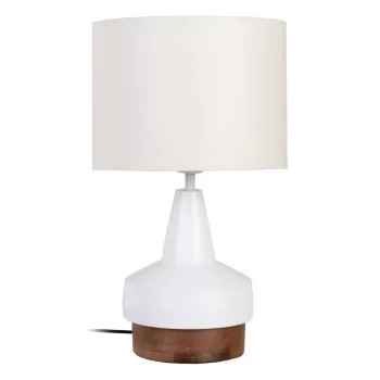Desk lamp White Natural Cotton Wood Iron Mango wood 25 W...