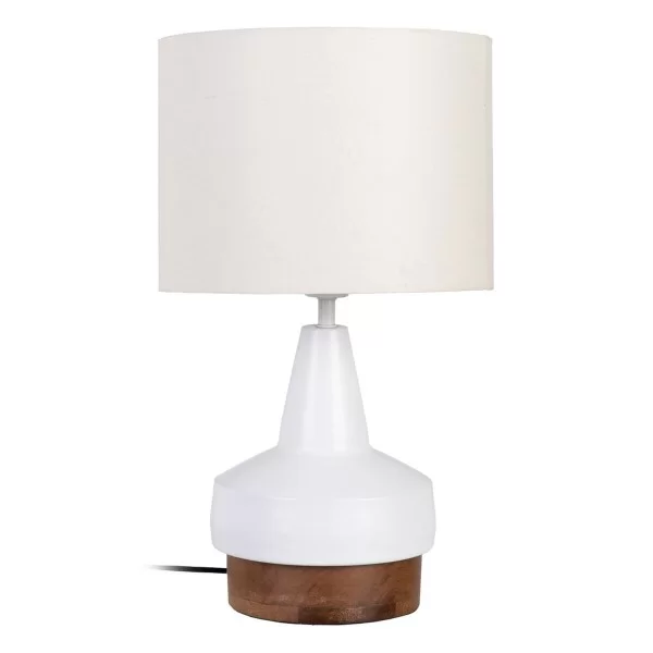Desk lamp White Natural Cotton Wood Iron Mango wood 25 W 230 V 250 V 230-250 V 30 x 30 x 52 cm