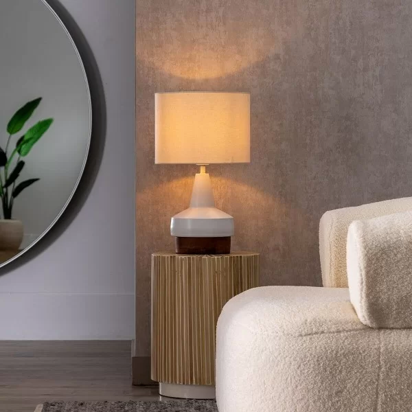 Desk lamp White Natural Cotton Wood Iron Mango wood 25 W 230 V 250 V 230-250 V 30 x 30 x 52 cm