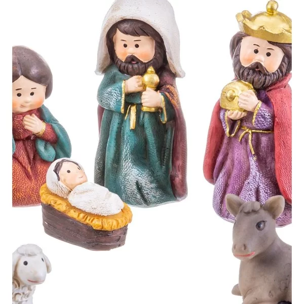 Christmas bauble Nativity/Bethlehem Multicolour Polyresin 9 cm (9 Pieces)
