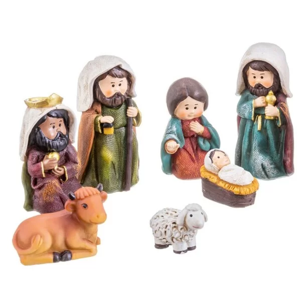 Christmas bauble Nativity/Bethlehem Multicolour Polyresin 9 cm (9 Pieces)