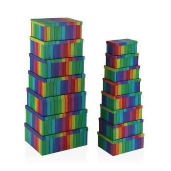 Set of Stackable Organising Boxes Versa Rainbow Cardboard...