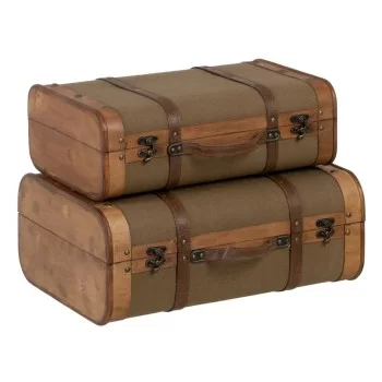 Set of Chests 50 x 36 x 20 cm Synthetic Fabric Wood (2...