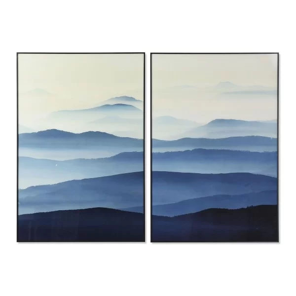 Painting DKD Home Decor 80 x 2,5 x 120 cm Oriental Moutain (2 Units)