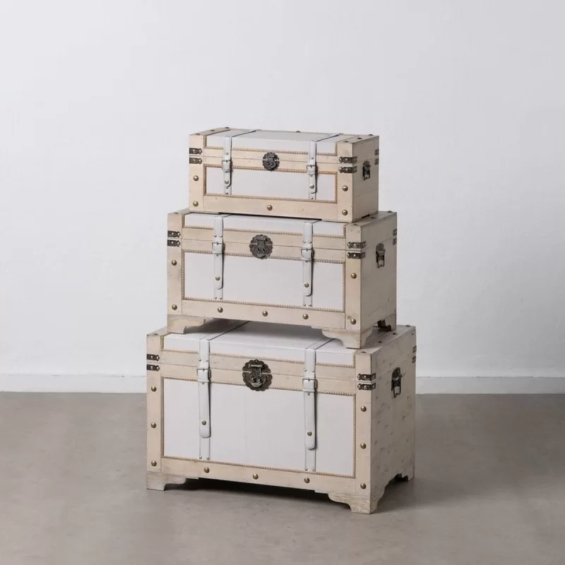 Set of Chests 75 x 47 x 51 cm Synthetic Fabric...