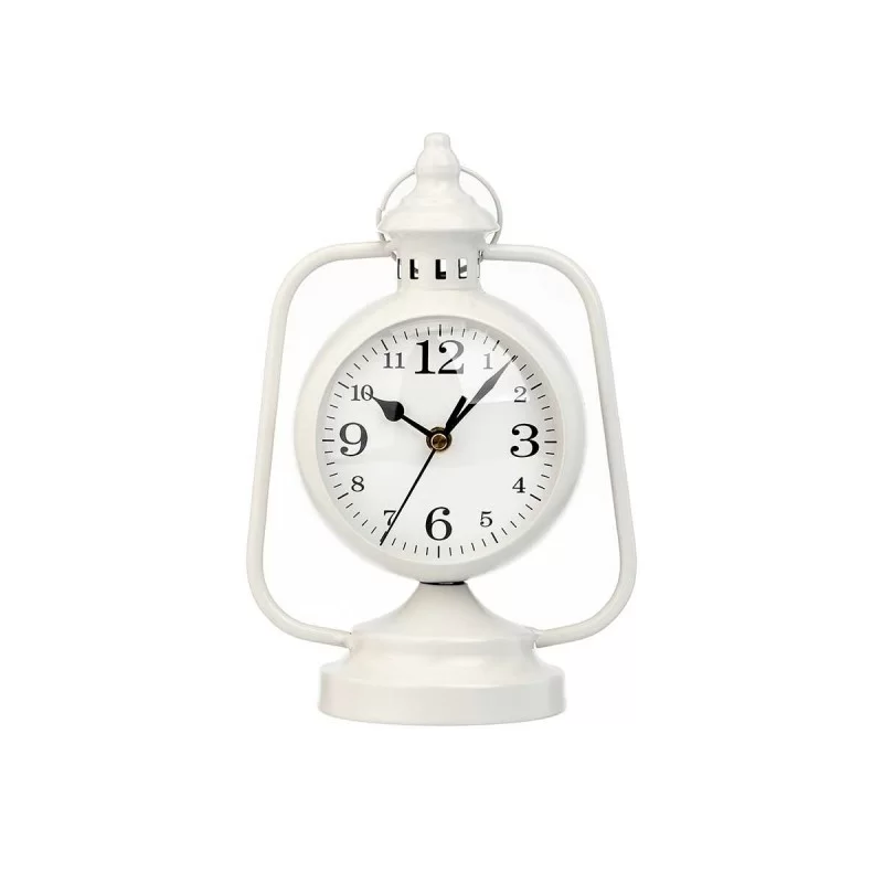 Table clock Lamp White Metal 17 x 25 x 11,3 cm...