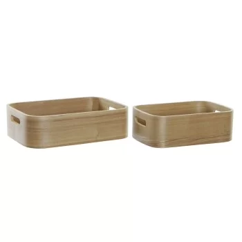 Set of decorative boxes DKD Home Decor Natural MDF Wood...