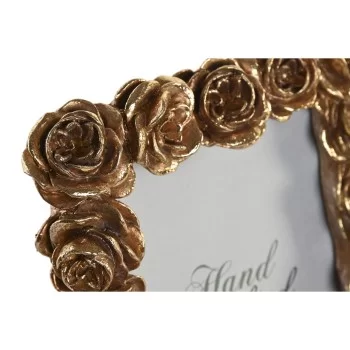 Photo frame DKD Home Decor Golden Resin Roses Romantic... 2