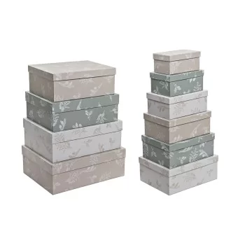 Set of Stackable Organising Boxes DKD Home Decor Beige...