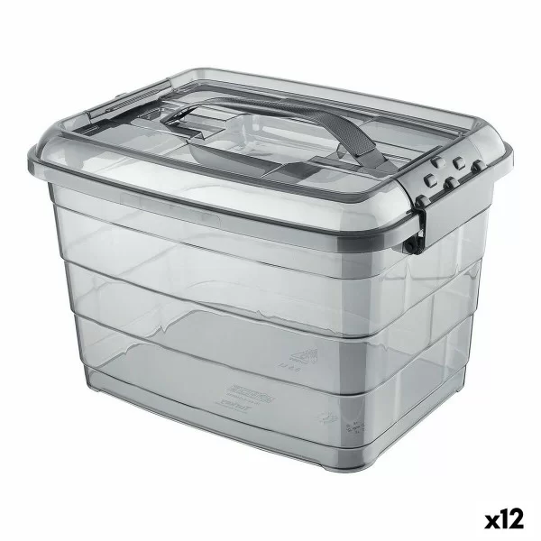 Storage Box Confortime Tetris Grey Plastic 14 L (12 Units)