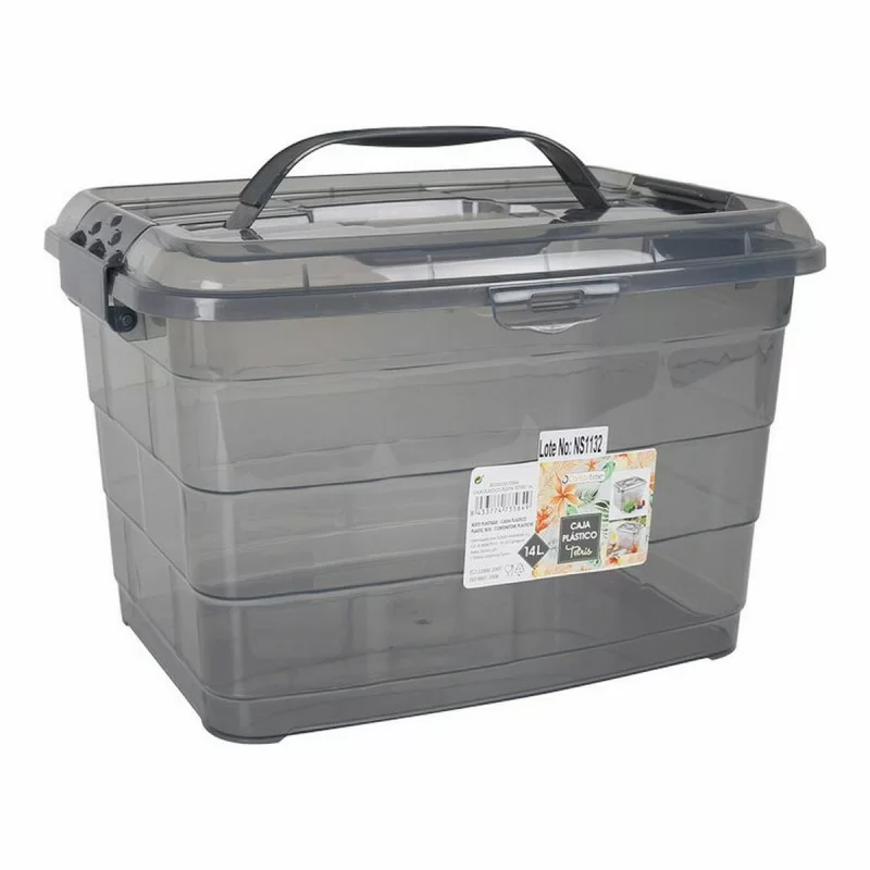 Storage Box Confortime Tetris Grey Plastic 14 L...
