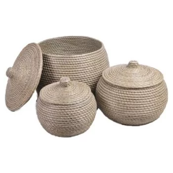 Basket set DKD Home Decor White Grey Multicolour Natural...